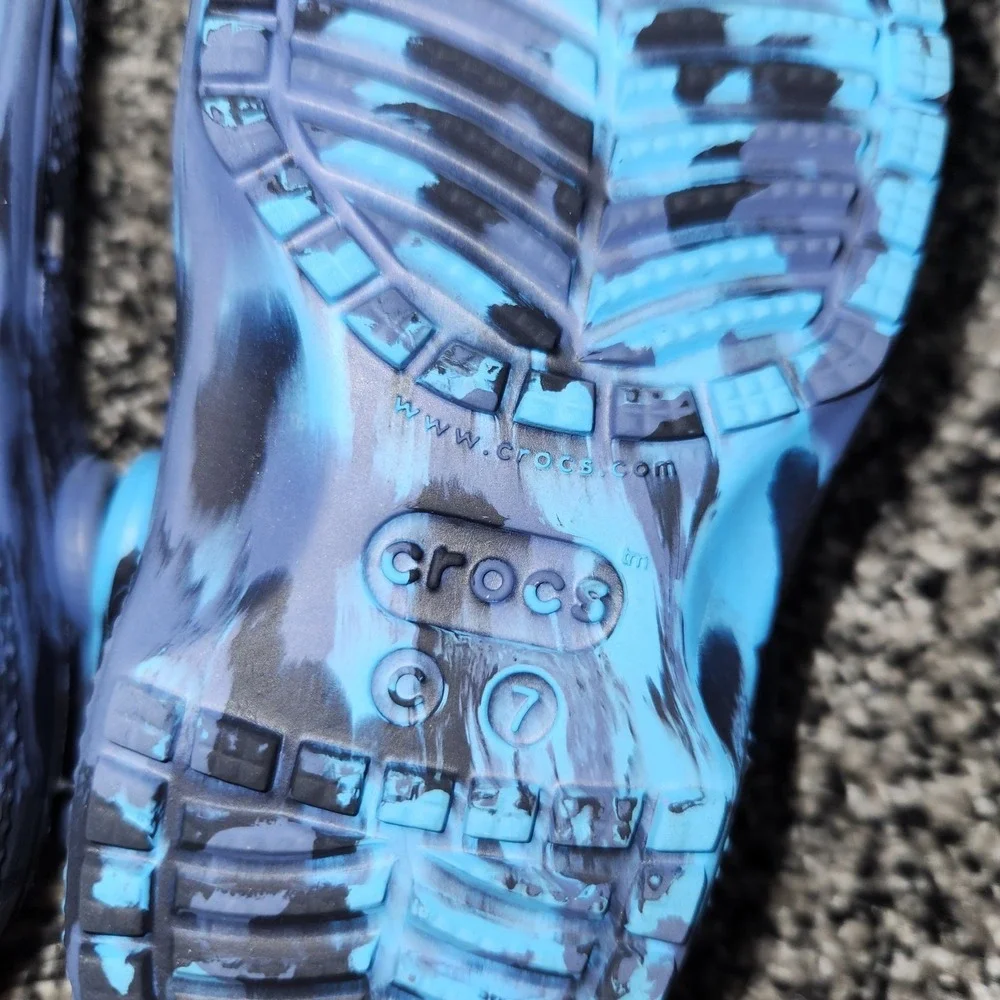 Crocs Unisex Children Blue Black Tye Dye Marbled Iconic SZ C 7 Slip On Comfort